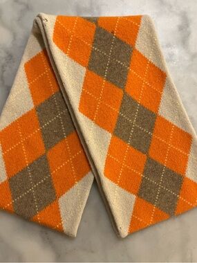 J. Crew Beige Lambswool Scarf with Orange Edge